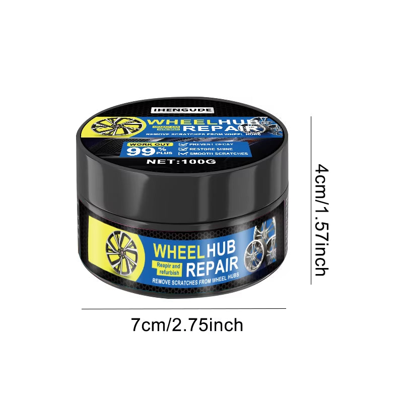 1 Piece 100G Universal Wheel Hub Repair Kit, Car Wheel Care Polishing Paste, High Quality Wheel Hub Care Wax, Traceless Scratch Repair, Free Sponge