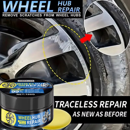 1 Piece 100G Universal Wheel Hub Repair Kit, Car Wheel Care Polishing Paste, High Quality Wheel Hub Care Wax, Traceless Scratch Repair, Free Sponge