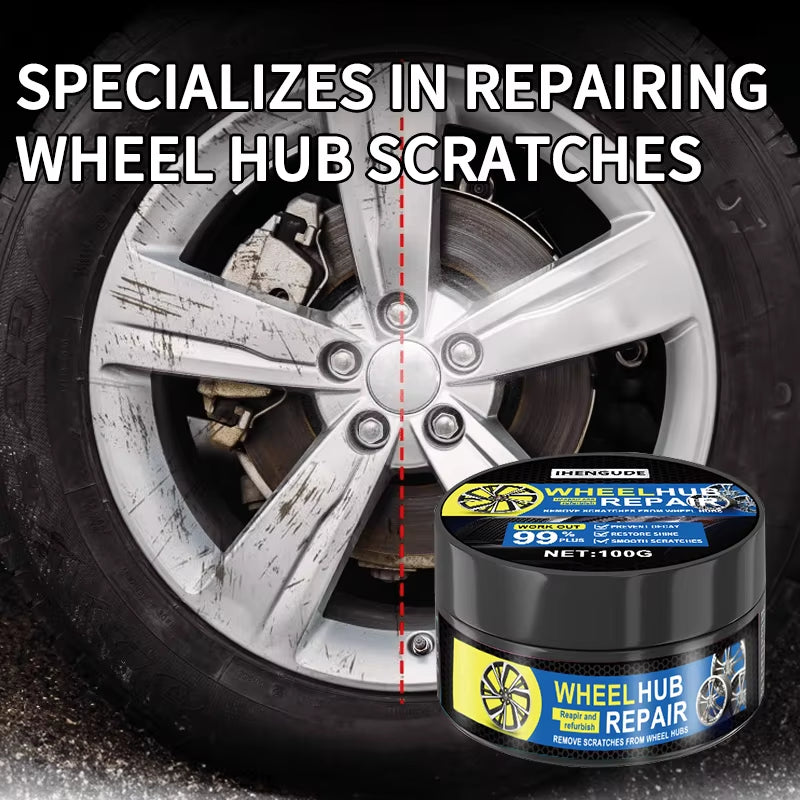 1 Piece 100G Universal Wheel Hub Repair Kit, Car Wheel Care Polishing Paste, High Quality Wheel Hub Care Wax, Traceless Scratch Repair, Free Sponge
